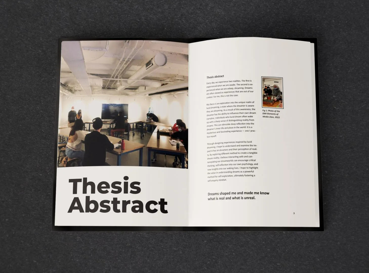 Dream Reality — Thesis Abstract spread